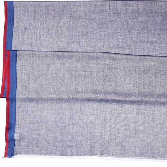 Calvin Klein Stripe-Border Chambray Scarf - Picture 2 of 2